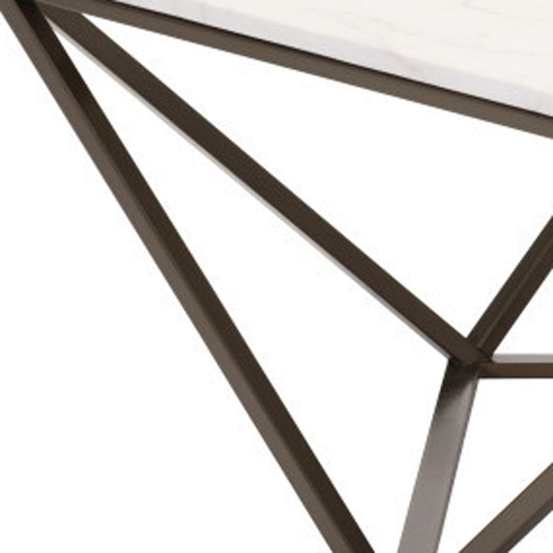Faux Marble And Steel Square Coffee Table - White
