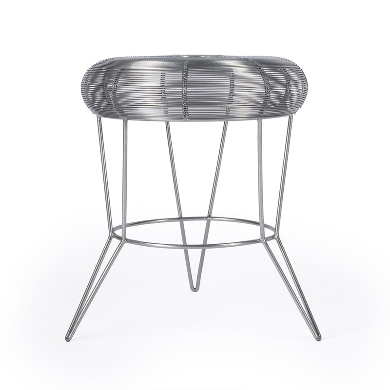 Wire Round End Table - Silver
