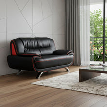Load image into Gallery viewer, Faux Leather Love Seat - Black / Silver
