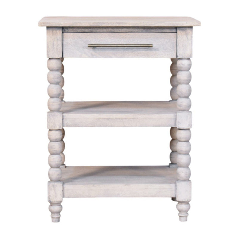 Solid Wood Wood End Table With Drawer Shelf (719336) - Brown