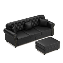 Load image into Gallery viewer, Upholstered Sofa With Nailhead Trim, Rolled Armrests With Ottoman
