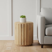 Load image into Gallery viewer, Solid Wood Round Block End Table - Brown
