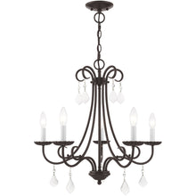 Load image into Gallery viewer, 22" Five-Light Dimmable Chandelier With Shades - Bronze
