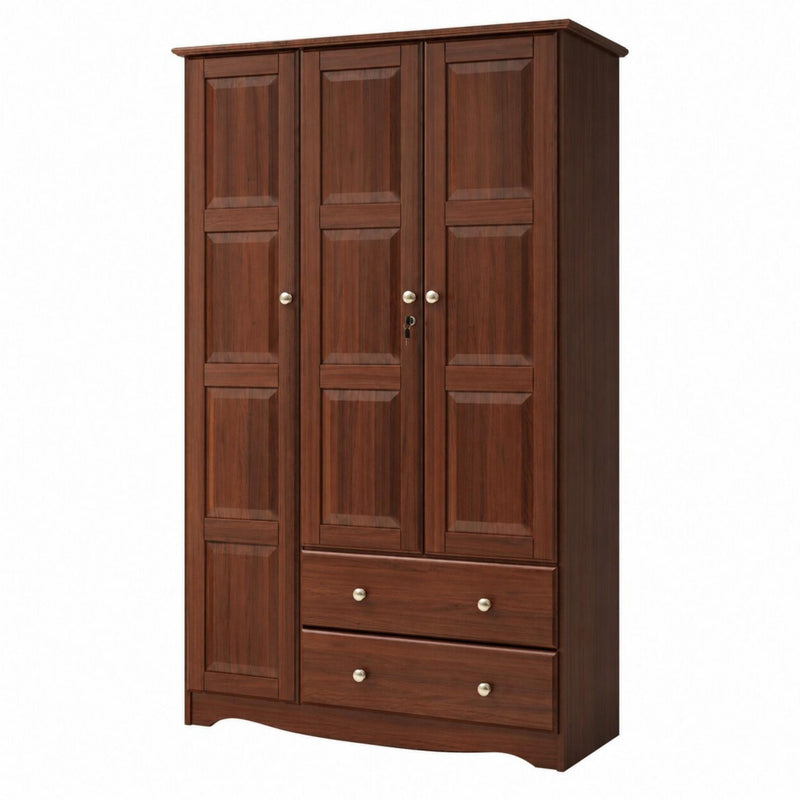 Solid Wood Three Door Two Drawer Combo Dresser (762947) - Coffee