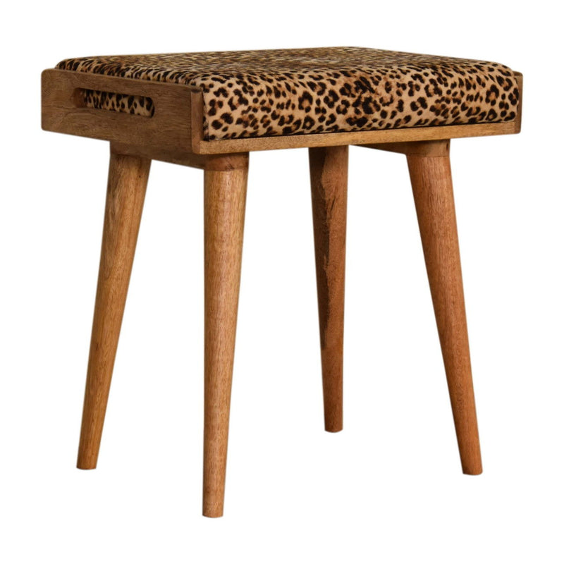 Velvet Round Footstool (719527) - Brown
