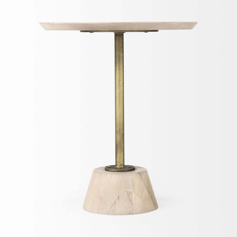 Solid And Manufactured Wood Round End Table - Beige