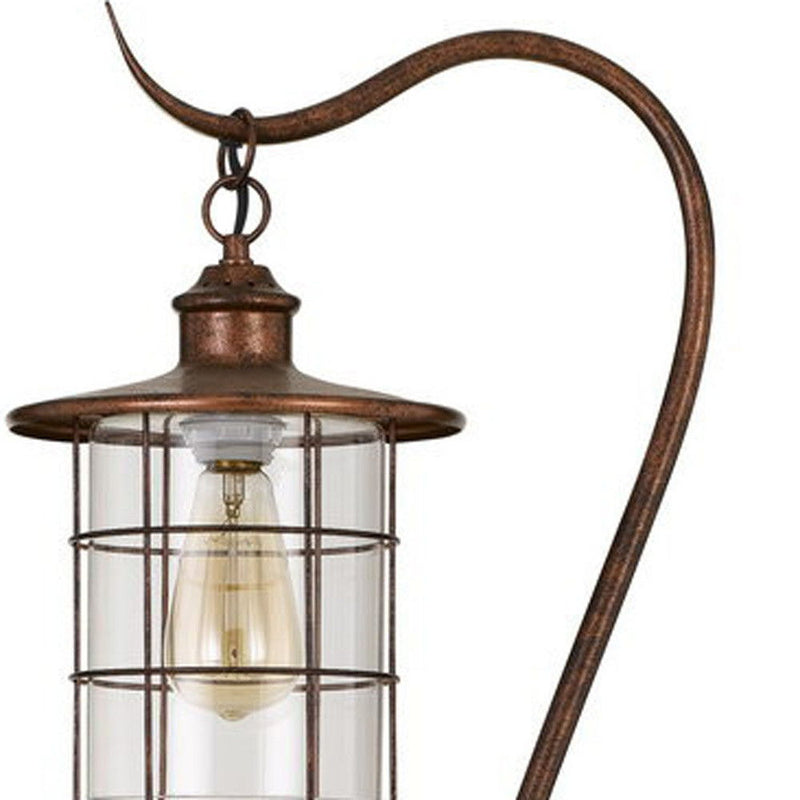 Traditional Shaped Floor Lamp With Rust Transparent Glass Drum Shade - Rust