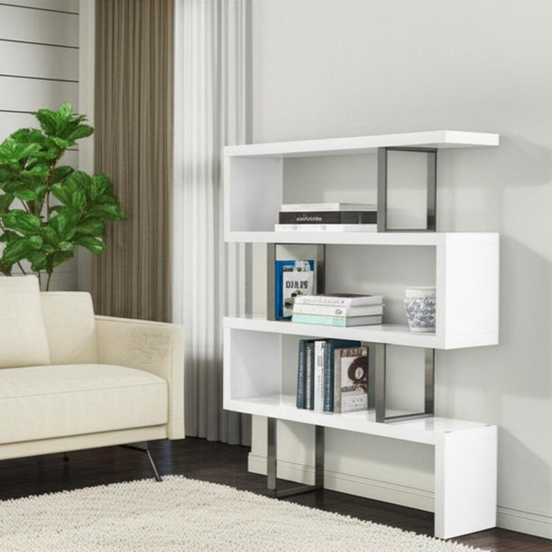 Three Tier Etagere Bookcase (555012) - White / Silver