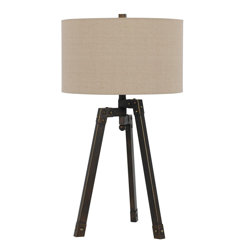 Metal Tripod Table Lamp With Tan Drum Shade - Charcoal