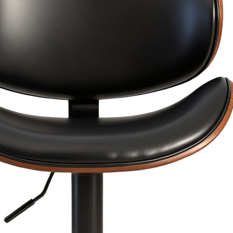 Faux Leather Adjustable Height Swivel Bar Chairs (Set of 2) - Black / Brown