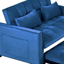 Load image into Gallery viewer, Sleeper Loveseat With Toss Pillows - Blue / Black
