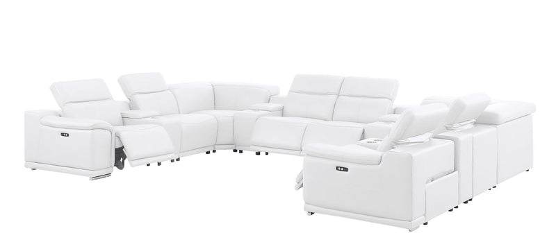 Leather Modular U Shaped Twelve Piece Corner Sectional With Console - White