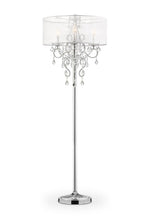 Load image into Gallery viewer, Steel Three Light Candelabra Floor Lamp With Drum Shade - Silver White
