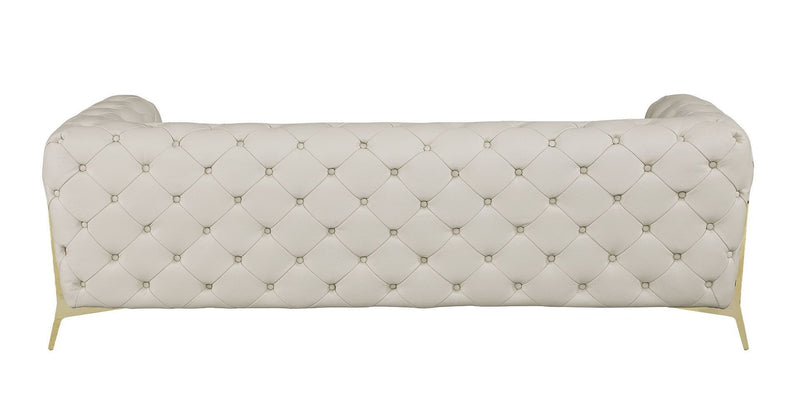 Italian Leather Chesterfield Sofa - Cream