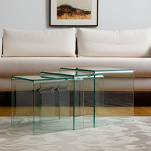Load image into Gallery viewer, Clear Glass Solid Nested Coffee Tables (Set of 3) - Pearl Silver
