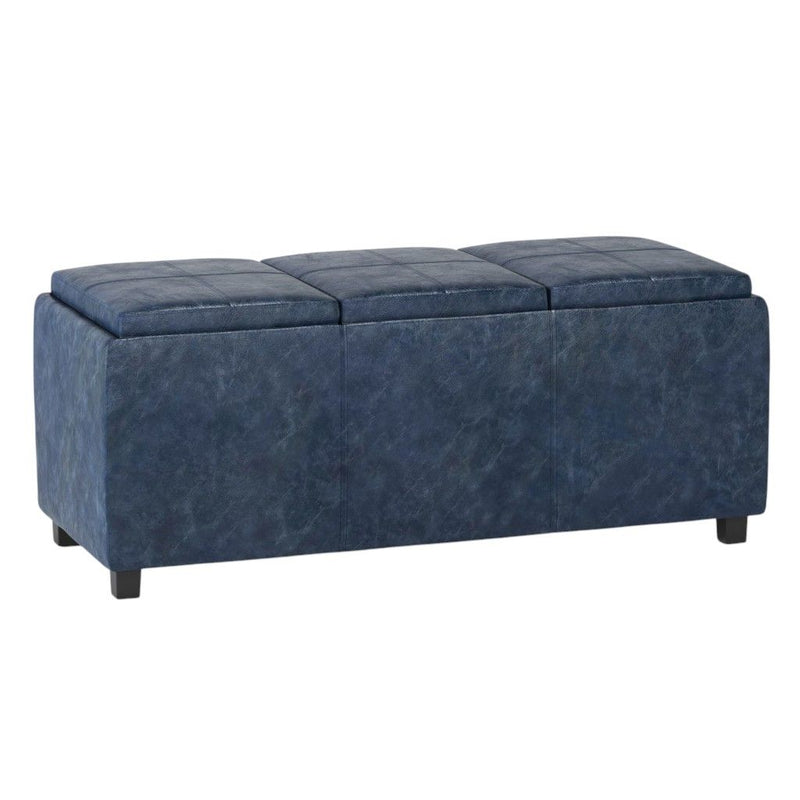 42" Upholstery Storage Ottoman - Dark Brown / Denim Blue