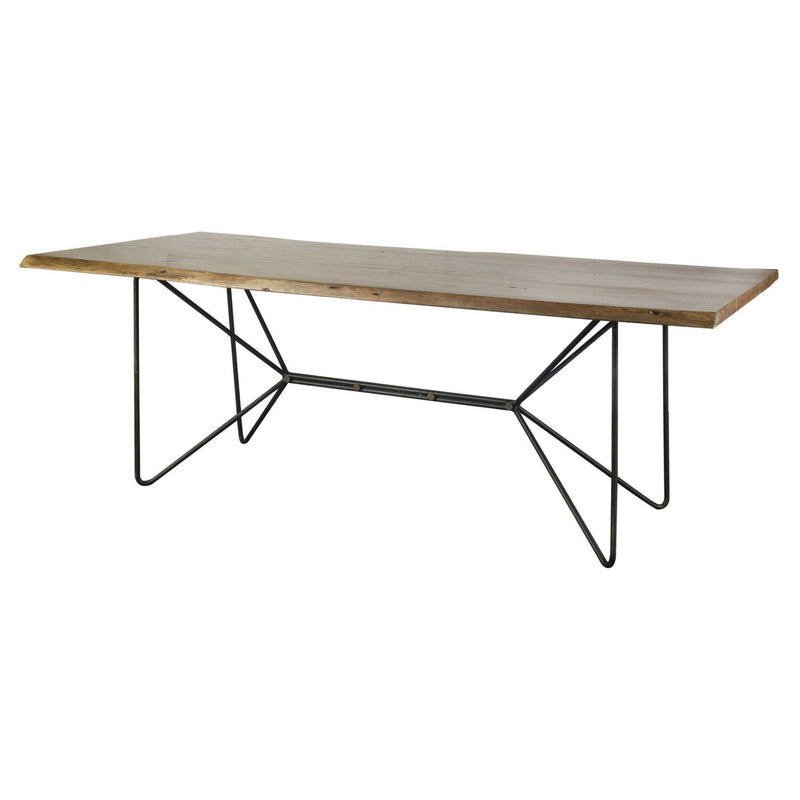84" Solid Wood And Metal Trestle Base Dining Table - Natural
