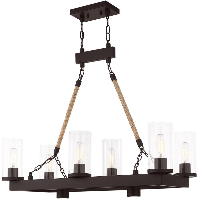 30" Eight Light Metal Dimmable Chandelier With Shades - Bronze