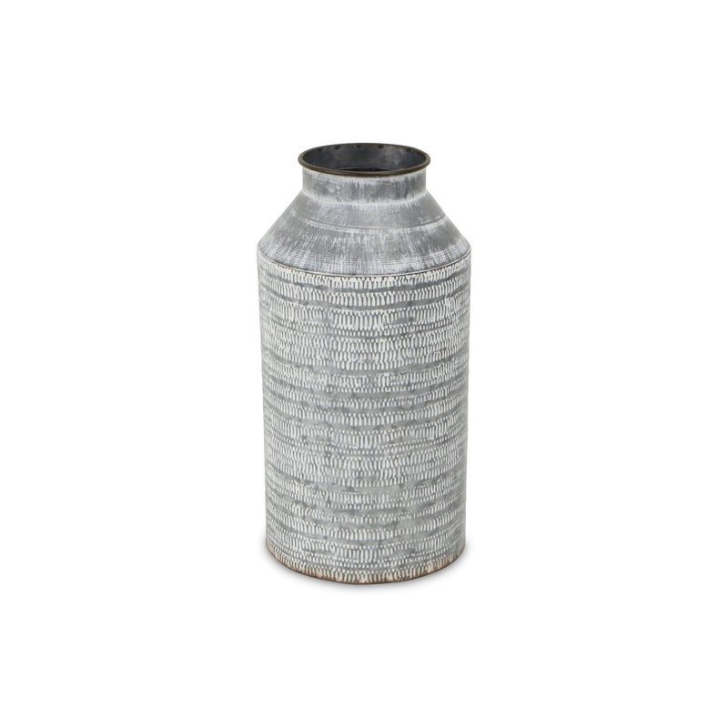 Galvanized Geometric Patterned Jug Vase (635605) - Gray