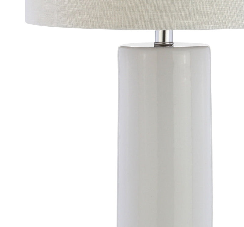 Novelty Table Lamp LED With Drum Shade - White