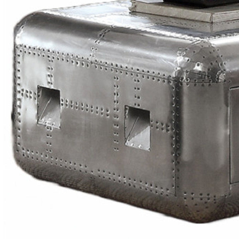 Aluminum Coffee Table With Drawer - Silver