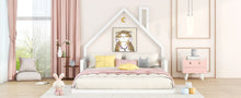 Load image into Gallery viewer, Full Size Wood Floor Bed with House-shaped Headboard, White
