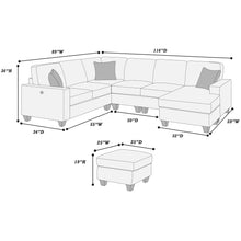 Load image into Gallery viewer, Left Arm Facing Loveseat With USB Port 5 Piece Sectional Set Corner Wedge Armless Chair Cocktail Ottoman Upholstered Living Room Furniture - Dark Gray
