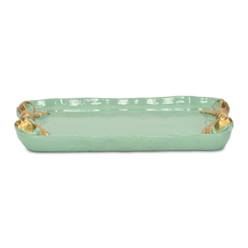 8" Cast Iron Ribbons Vanity Tray - Aqua / Gold