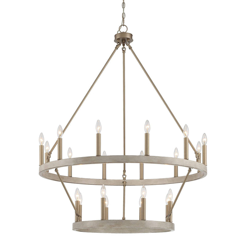 48'' Candle Style Multi Light Metal Dimmable Chandelier - Brass