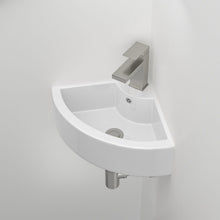 Load image into Gallery viewer, Triangle Porcelain Wall Mount Vessel Sink With Single Faucet Hole &amp; Overflow - White
