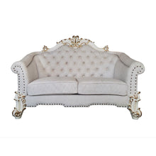 Load image into Gallery viewer, Two Tone Velvet Loveseat And Toss Pillows - Ivory / Pearl
