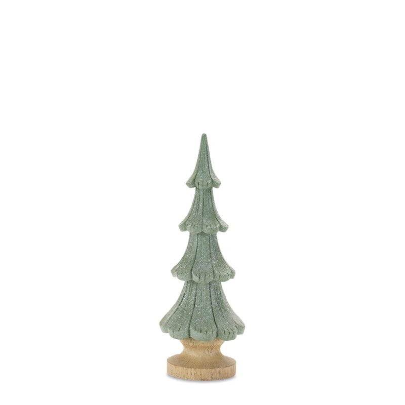 Glitter Christmas Tree Sculptures (Set of 3) - Green / Natural