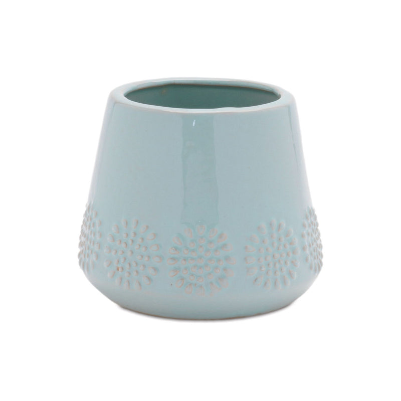 Geometric Round Pot Planters (Set of 2) - Blue