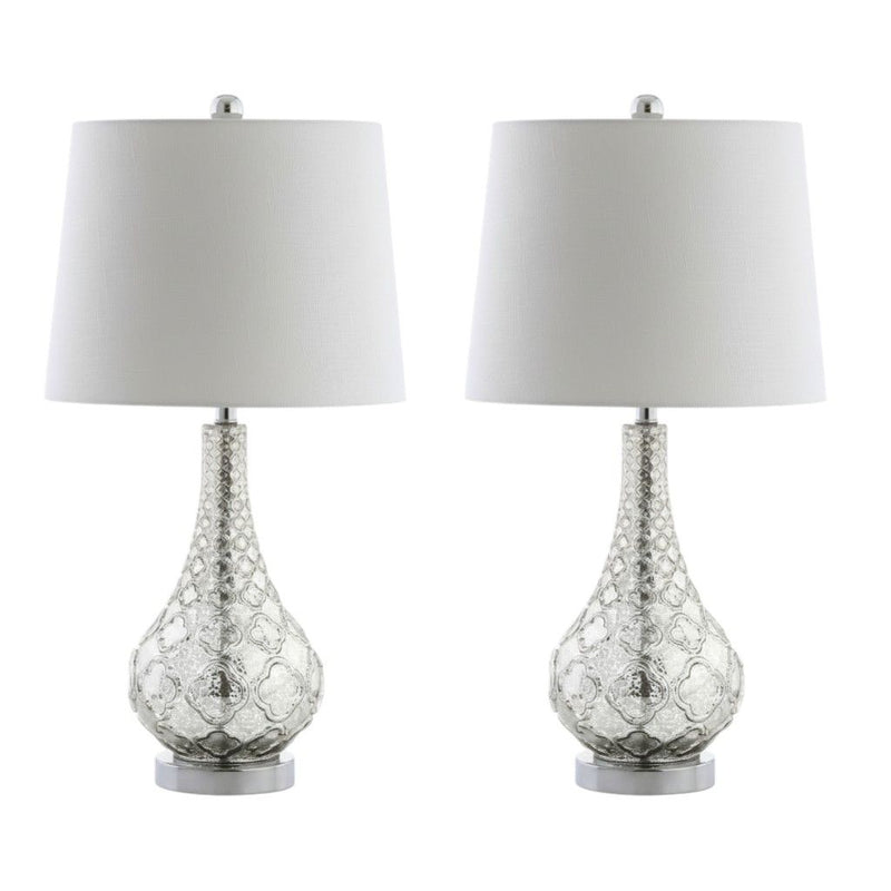 26'' Novelty Table Lamps With Drum Shades (Set of 2) - Silver
