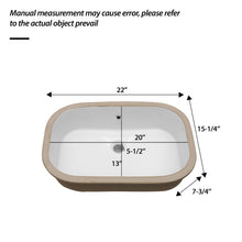 Load image into Gallery viewer, Undermount Bathroom Sink 22" X 15.25" With Overflow Sleek, High Temperature Fired, Stain Resistant, Smooth Polished Surface - White
