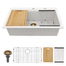 Load image into Gallery viewer, Granite Composite Quartz Kitchen Sink With Workstation Features And Drop In Design

