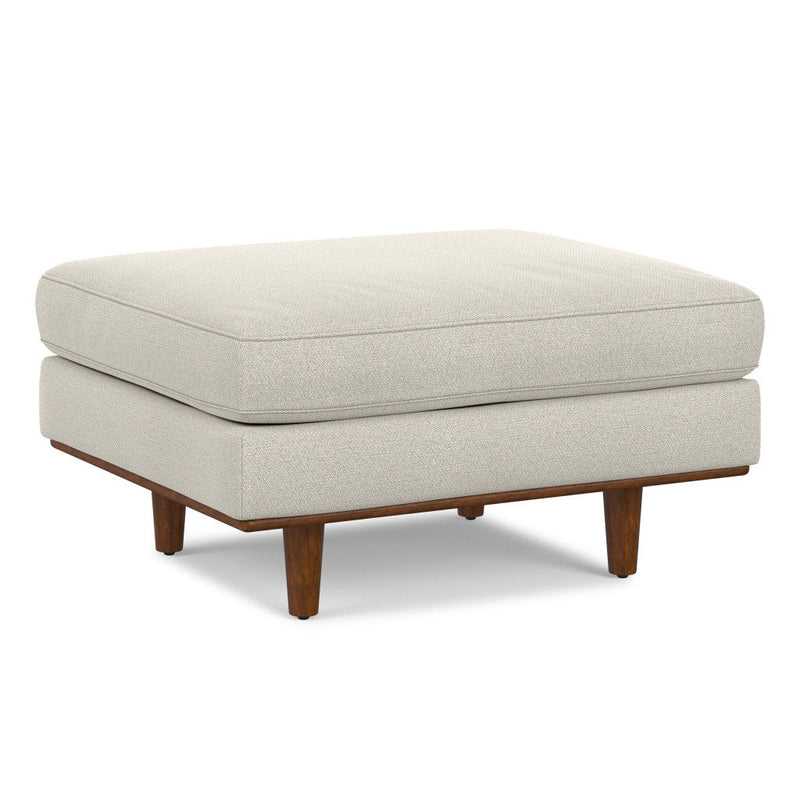 Fabric Cocktail Ottoman - Cream / Brown