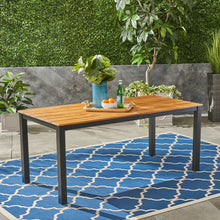 Load image into Gallery viewer, Rectangular Outdoor Dining Table Tabletop With Iron Legs - Black

