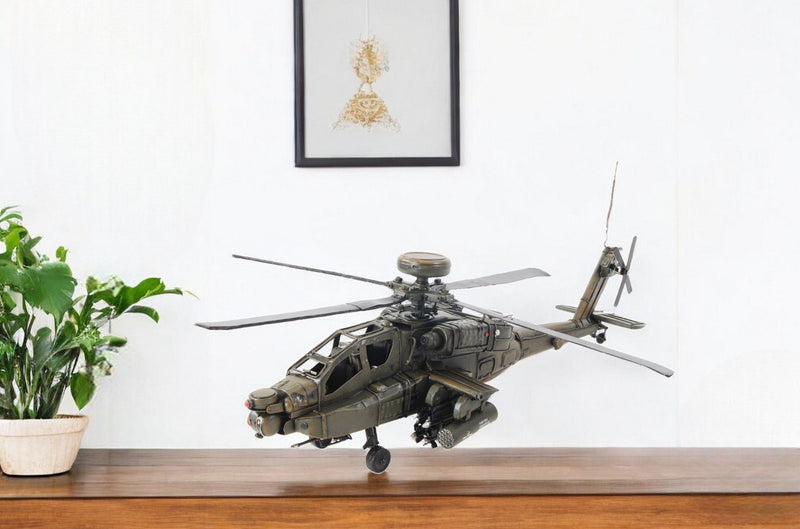 Hand Painted Model Airplane Tabletop Sculpture (401099) - Green