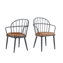 Load image into Gallery viewer, Industrial Inspired Upholstered Dining Chair Set With Metal Legs (Set of 2) - Brown
