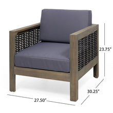 Load image into Gallery viewer, Outdoor Acacia Wood Club Chair With Wicker Accents
