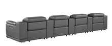 Load image into Gallery viewer, Italian Leather Reclining Metal USB Sofa (720414) - Dark Gray
