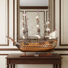 Load image into Gallery viewer, Hand Painted Model Boat Tabletop Sculpture (401842) - Brown

