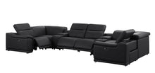 Load image into Gallery viewer, Leather Modular U Shaped Eight Piece Corner Sectional With Console - Black
