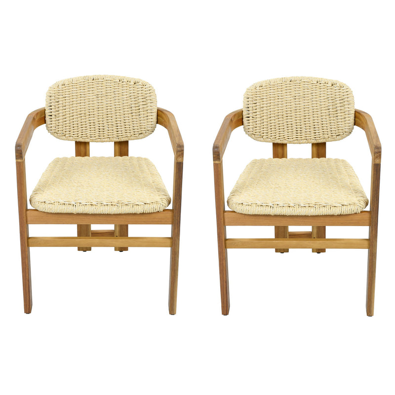 Outdoor Accent Armchairs For Patio (Set of 2) - Natural / Teak