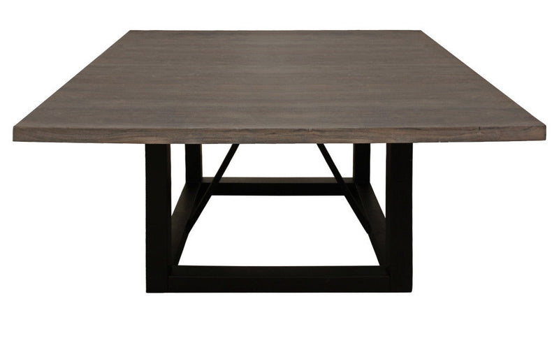 72" Solid Wood And Iron Frame Base Square Dining Table - Dark Brown