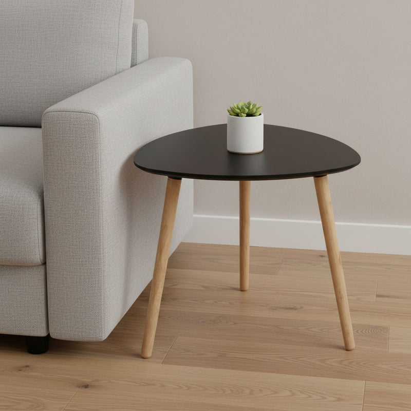 Wood Triangular End Tables (Set of 2) - Black / Natural