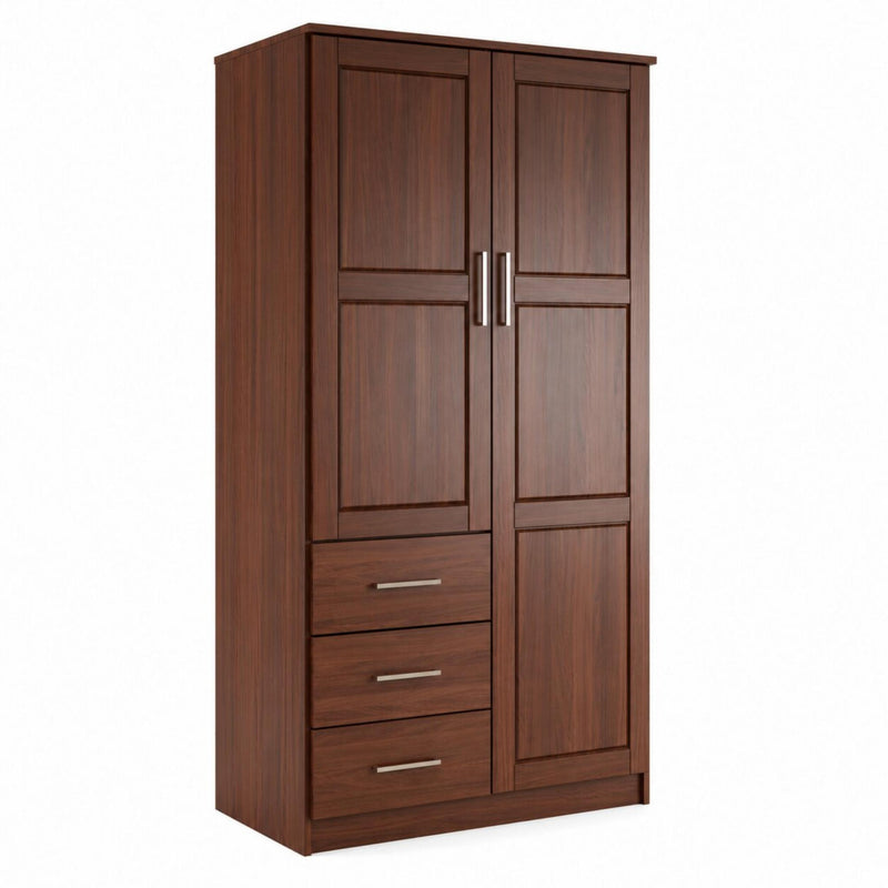 Solid Wood Two Door Three Drawer Combo Dresser - Coffee