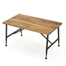 Load image into Gallery viewer, Rectangle Outdoor Coffee Table With Angled Tubular Legs And Wood Top - Black
