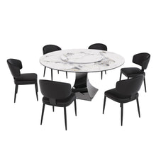 Load image into Gallery viewer, Round Dining Table &amp; 6 Chairs Set - Silver
